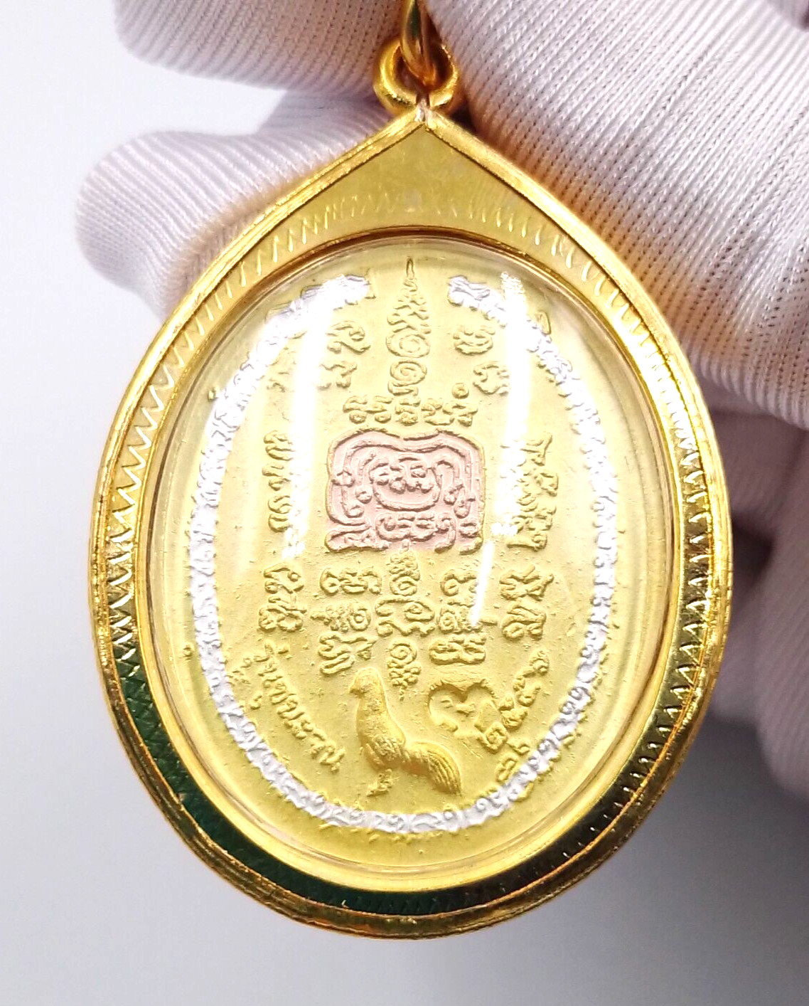 Pra LP Rouy, Ta Ta Go Temple , Ayutthaya Amulet Pendant 22K Thai Yellow Gold GP