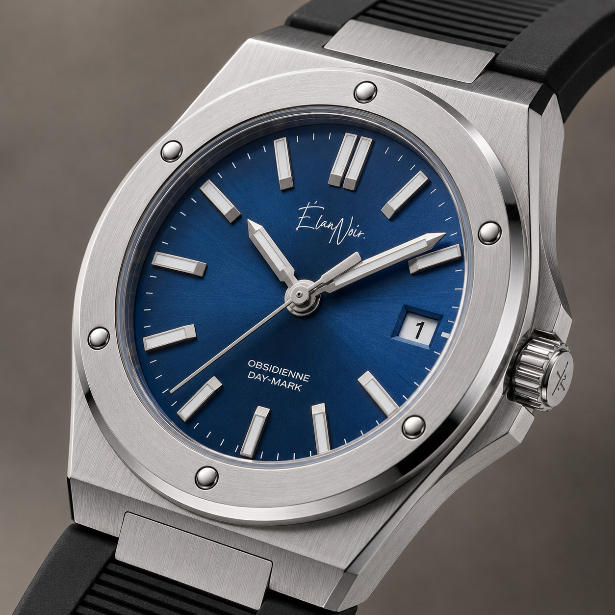 Élan Noir Obsidienne Day-Mark Automatic Watch Navy Dial Sapphire Steel 41mm