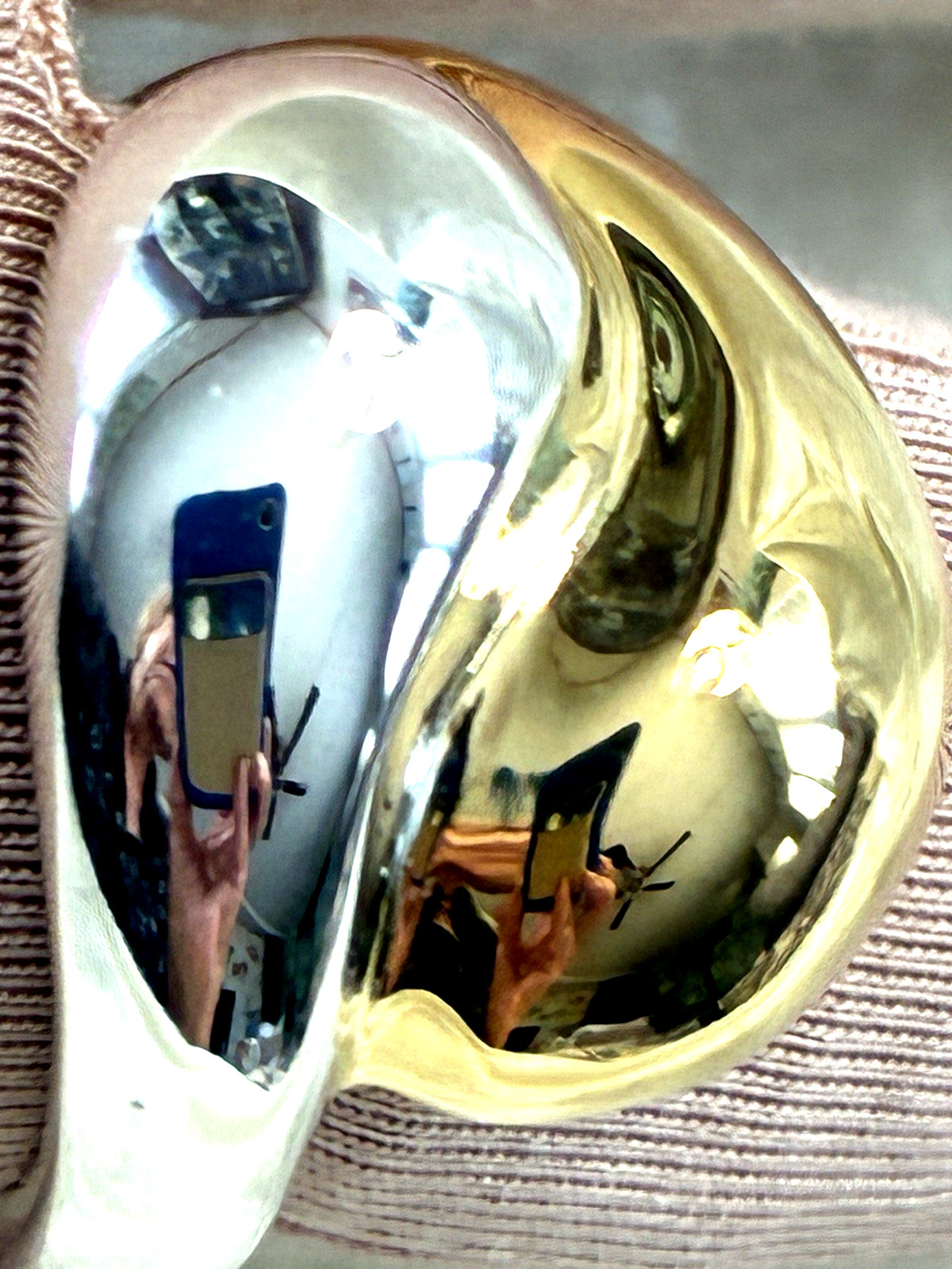 ULTRA FINE 950 SILVER & GOLD PLATED BOLD INTERLOCKING RING, SIZE 11 (M4835-52)