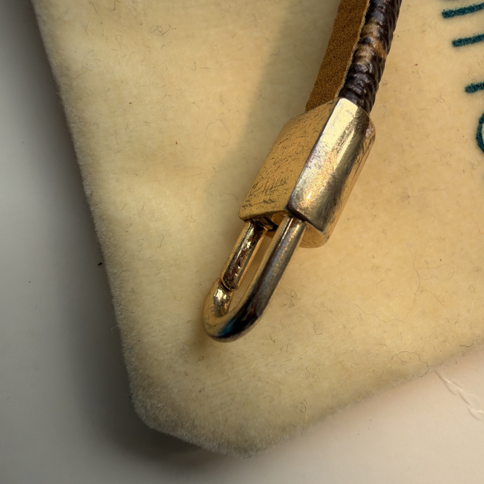 Louis Vuitton Golden Lock Charm Leather Bracelet With Dust Bag PreOwned 7.5 in