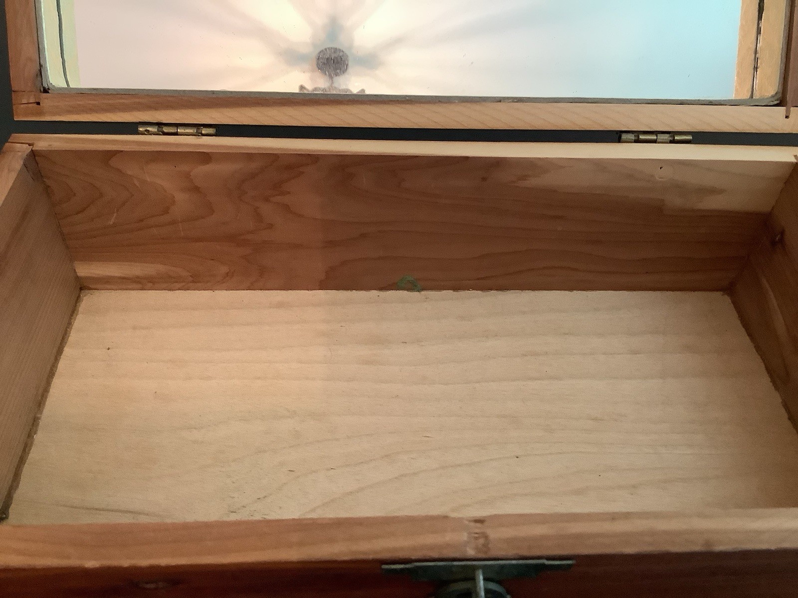 Vintage Cedar Wooden Keepsake Box Landscape Lid Rustic Jewelry Storage Cottage