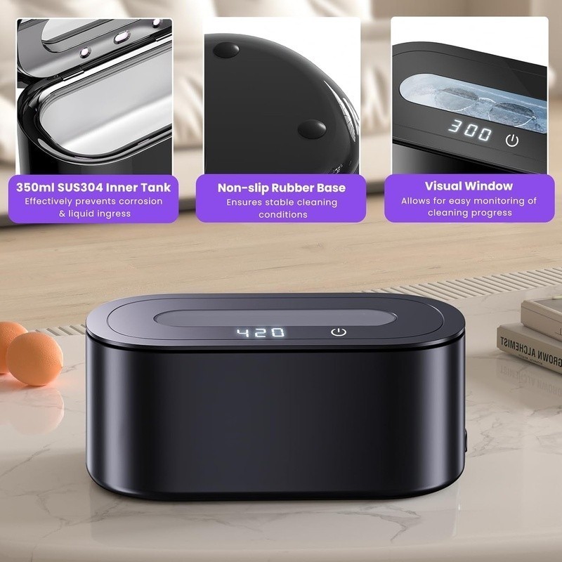 Ultrasonic Jewelry Cleaner 300s Deep Cleaning 48000Hz Dual Mode Portable Machine
