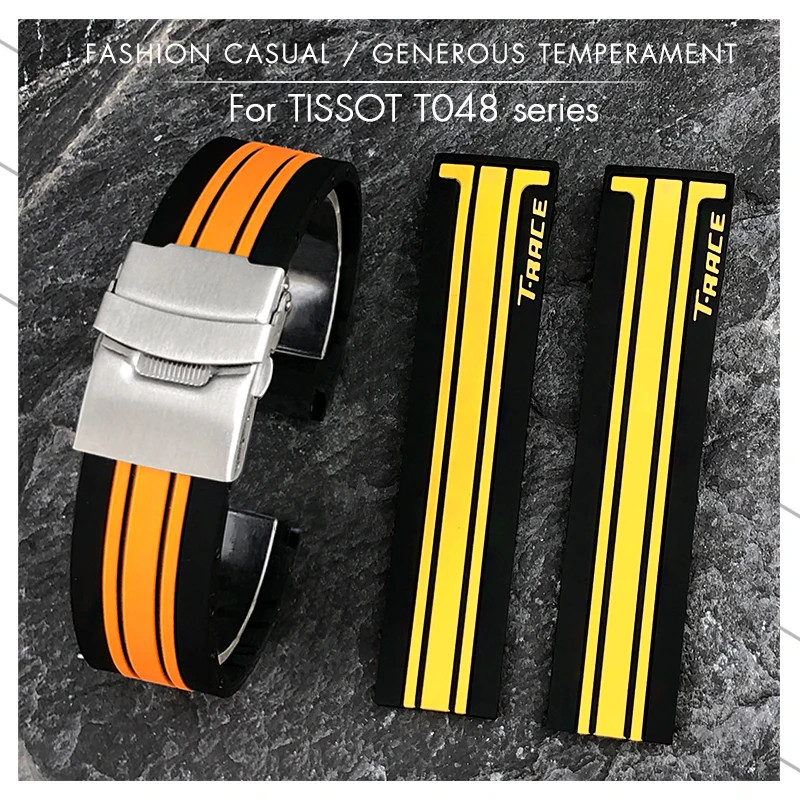 17 21mm Rubber Watchband Strap for Tissot T-RACE T048-417A Bracelet