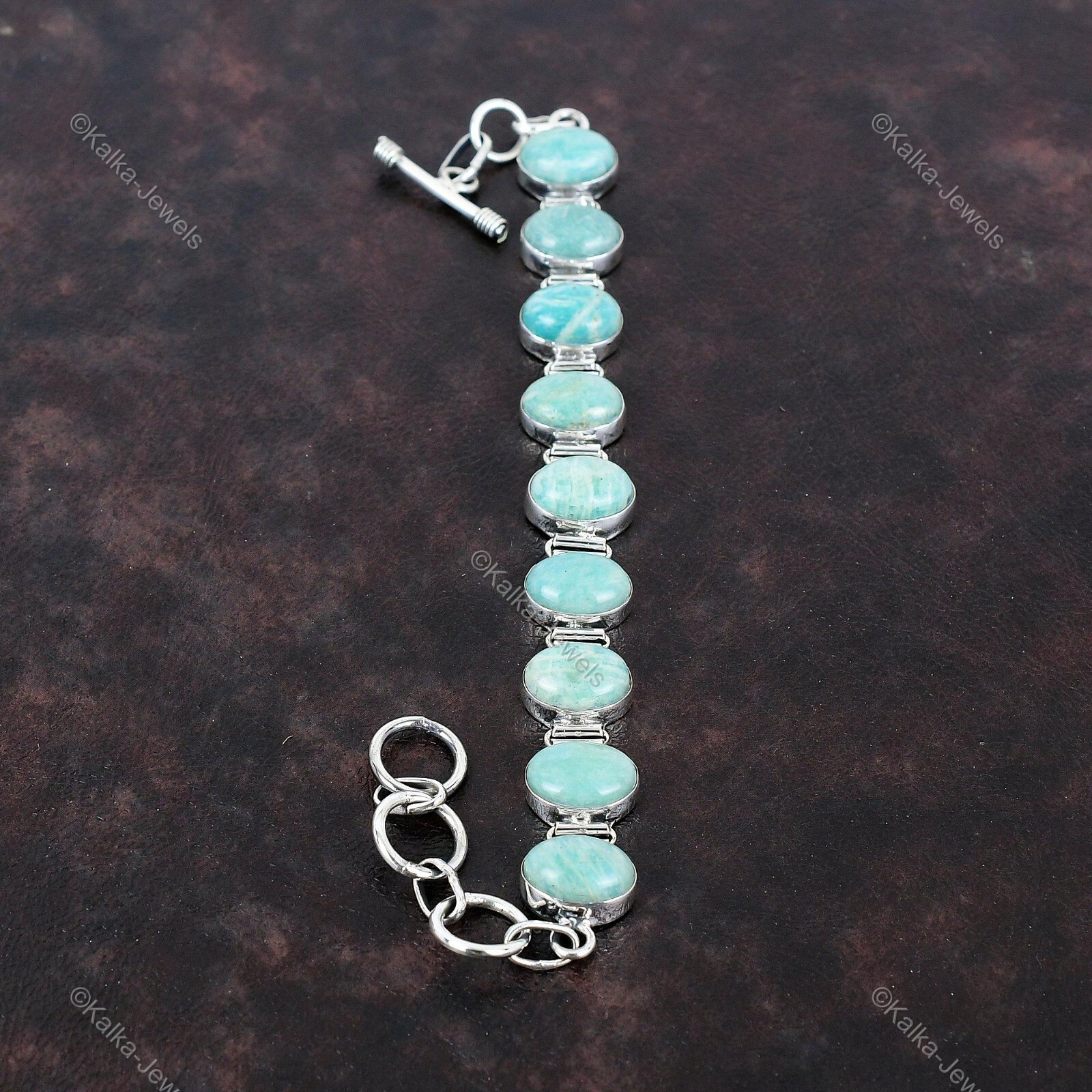 Gift For Women Chain Adjustable Bracelet 925 Silver Natural Amazonite Gemstone