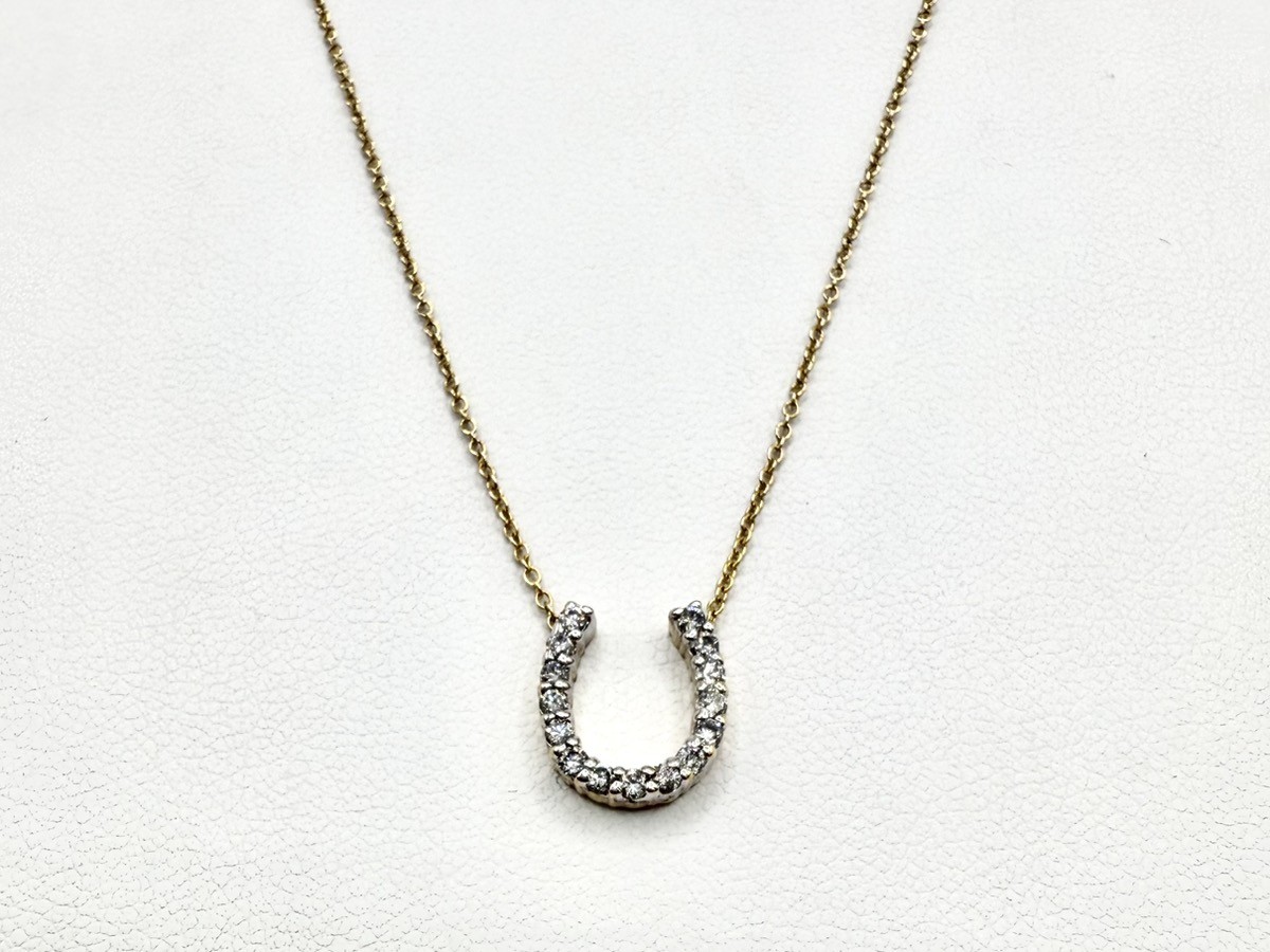17.5″ 14K Yellow Gold Diamond Horseshoe Pendant Necklace 1.95g (ML1083910)
