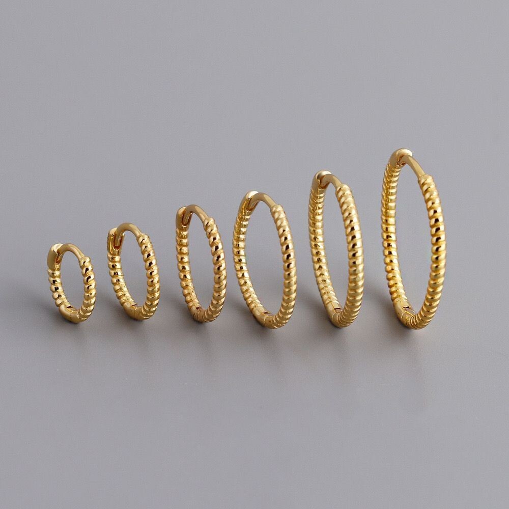 6/8/10/12/14/16mm Women s925 Sterling Silver Thin Rope Hoop Huggie Earring
