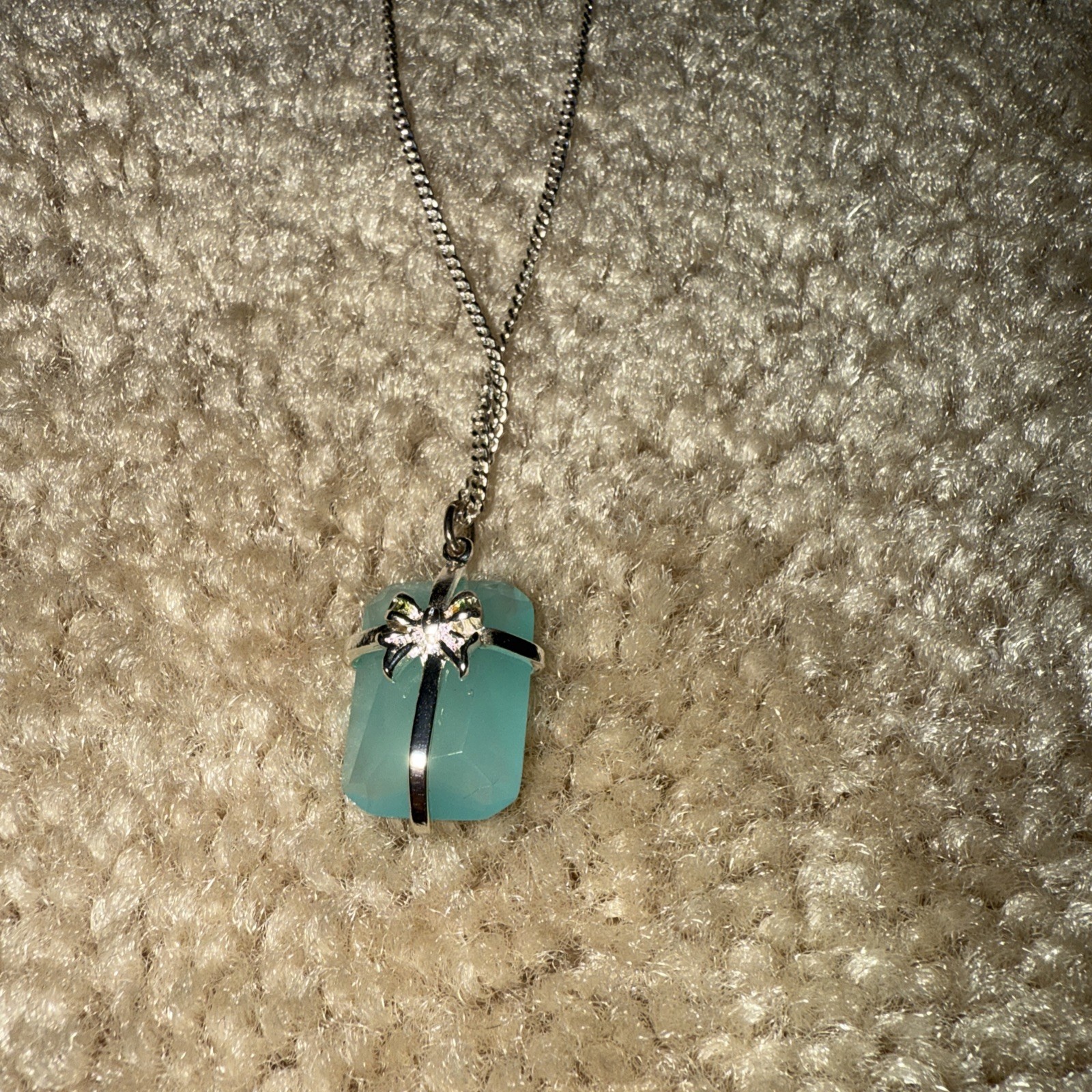 LE BIJOUX DE SOPHIE turquoise present with silver bow pendant silver necklace