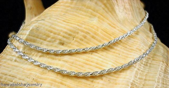 1.6MM SOLID 925 STERLING SILVER ITALIAN DC ROPE CHAIN NECKLACE 16″-20″ 4.5-5.1gr