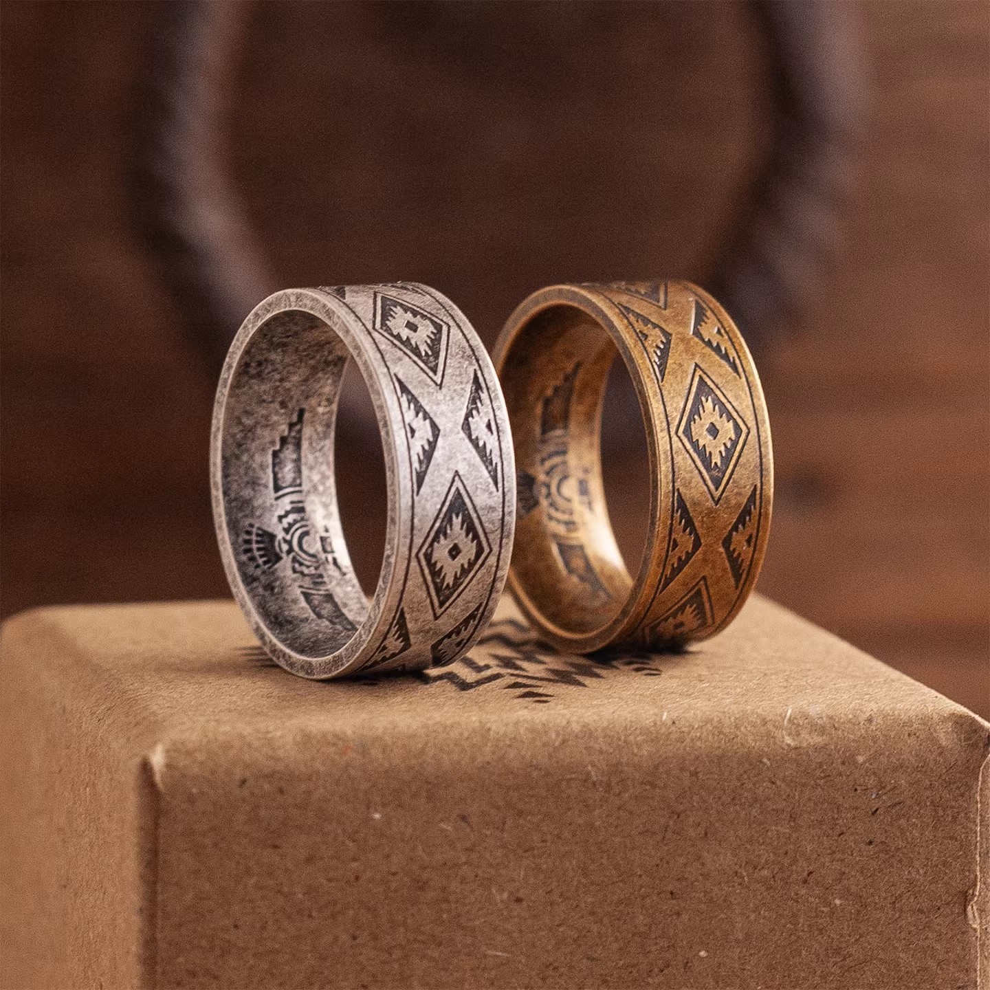 NIGHT WORKS Guardian of Home Retro Navajo Ethnic Thunderbird Totem Ring Men’s