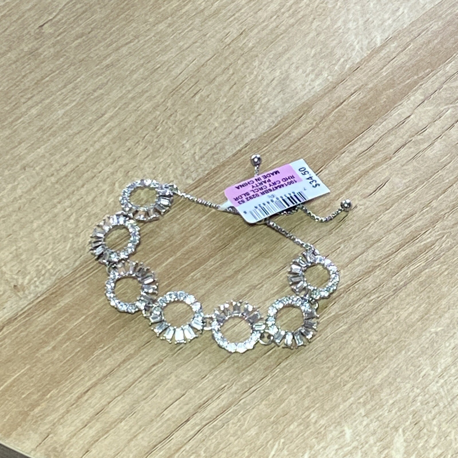 INC Silver-Tone Mixed Crystal Circle Slider Bracelet