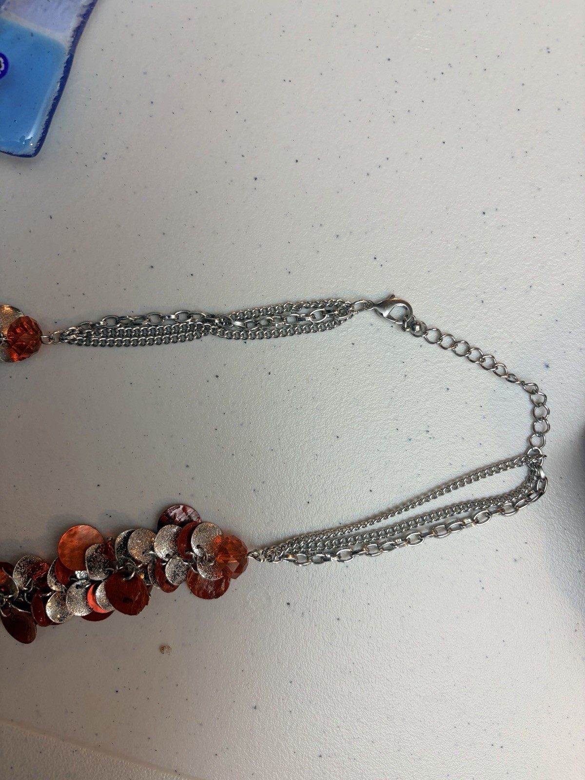 Multi-Strand Sequin and Faceted Bead Fashion Necklace