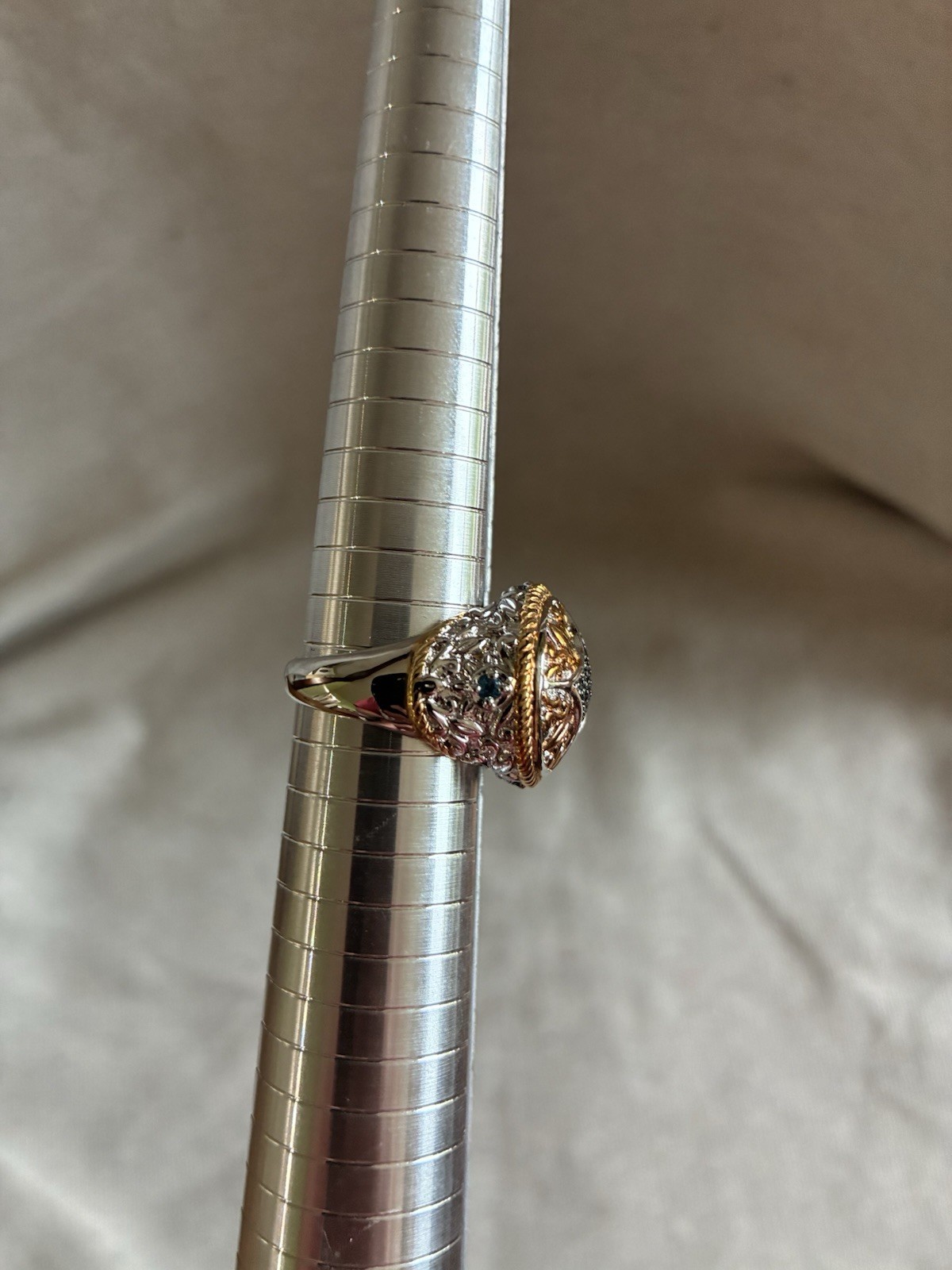 Victoria Wieck Beverly Hills Silver Banded Ring With Blue Stone Centerpiece Ring