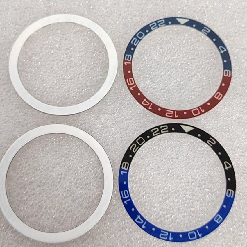 Sapphire Glass Flat Bezel Blue Luminous Watch Bezel Ring O.D. 38mm I.D. 31.5mm