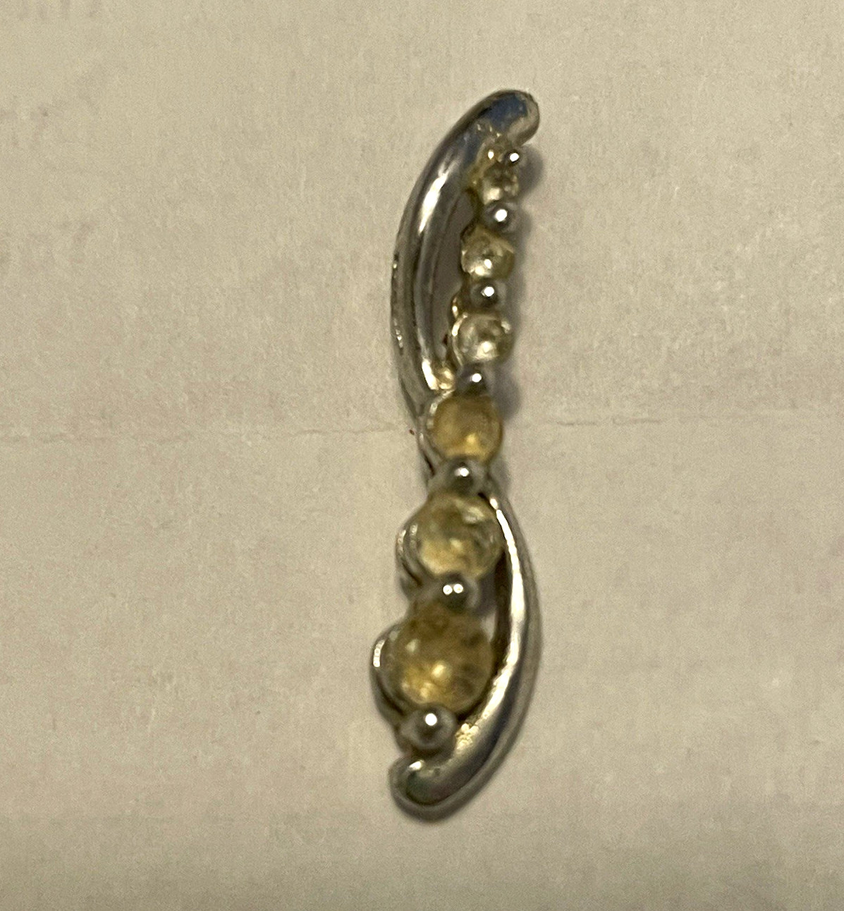 Asymmetrical Charm Pendant Signed Stamped 925 Marking w/ Clear Stones