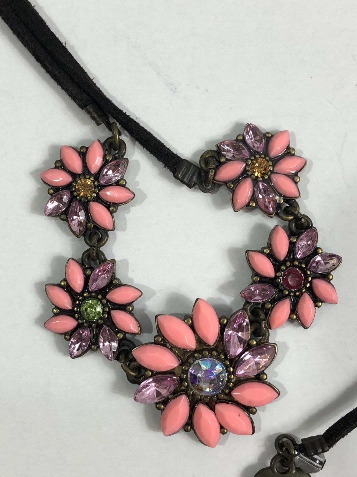 Betsey Johnson Necklace Pink Flower Adjustable Slide