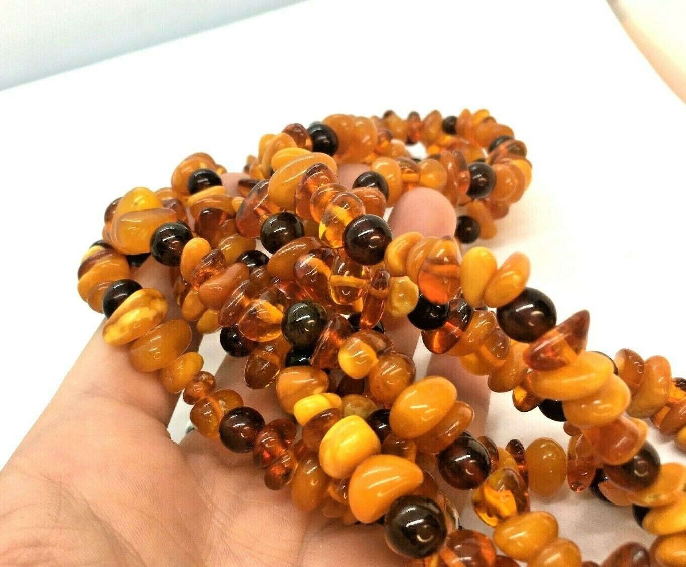 Vintage Genuine Baltic Butterscotch Amber Necklace 84″ SUPER Long Necklace 114g
