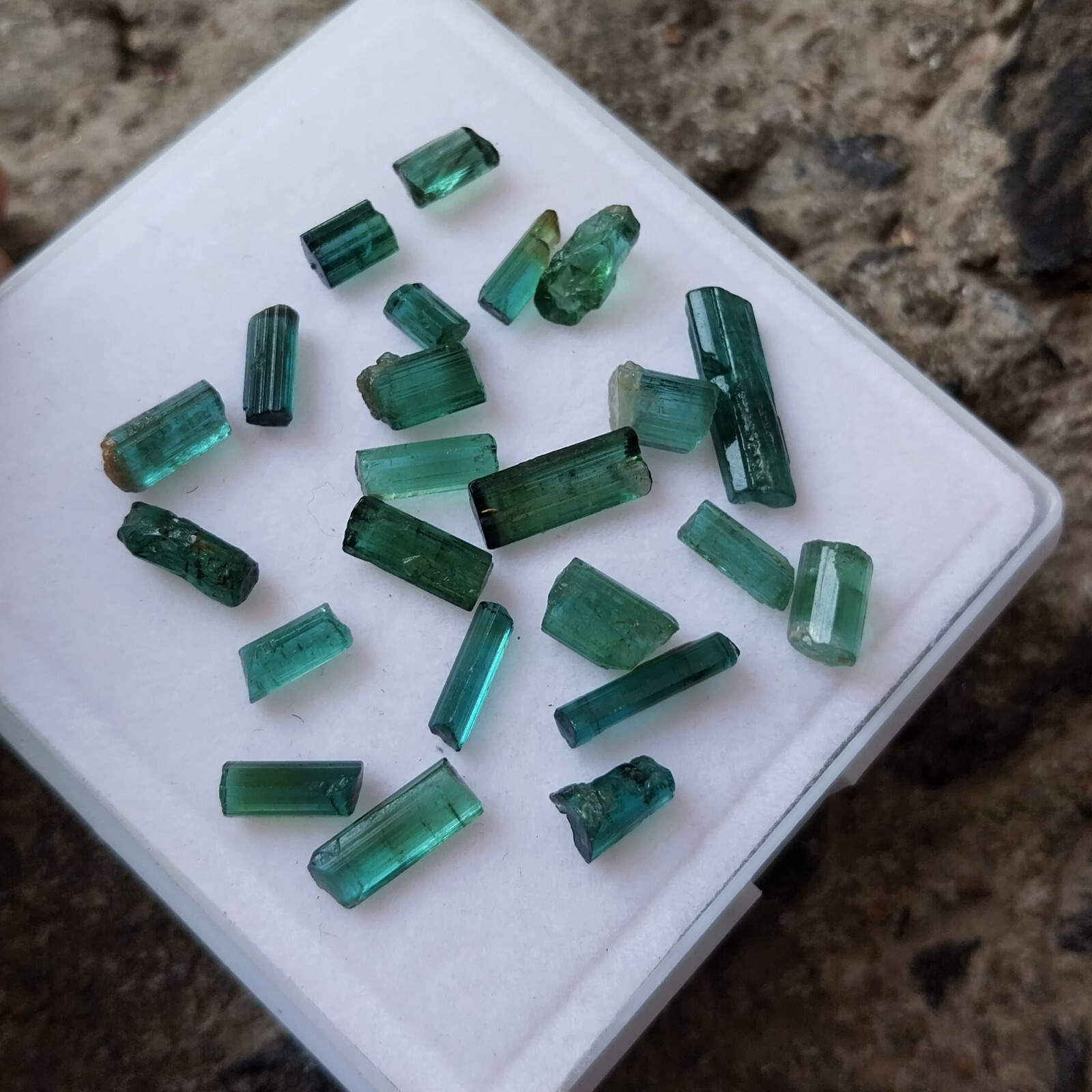 24 Carat Natural Greenish Blue Color Tourmaline Rough Pencil 23 PCS Lot