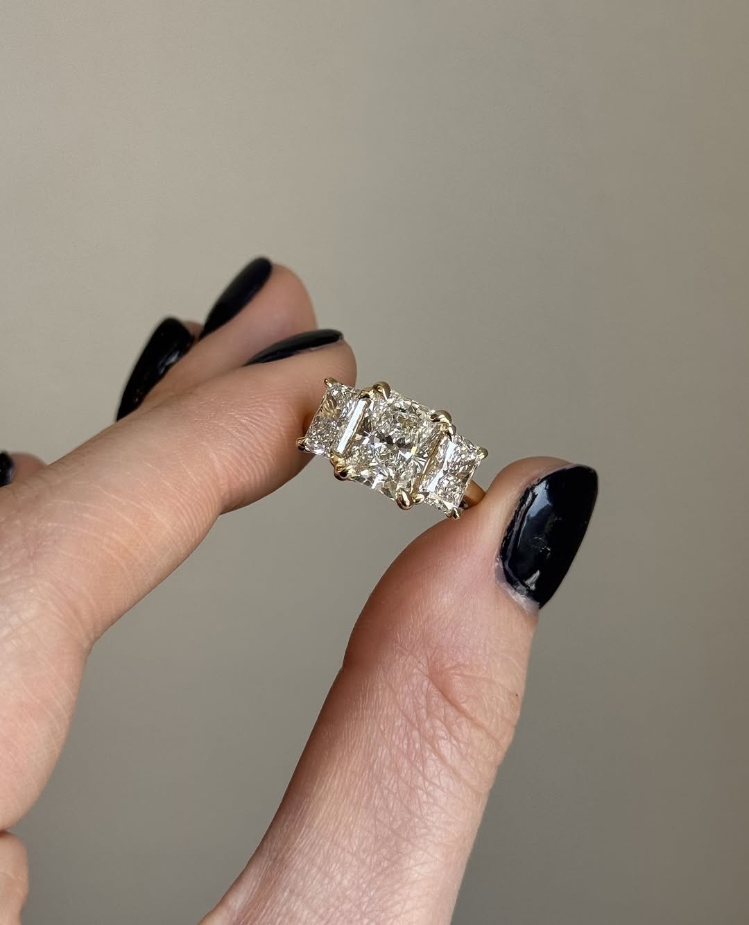 4.90 Ct Radiant Lab Grown Diamond Ring 14K Yellow Gold Elegant Engagement Ring