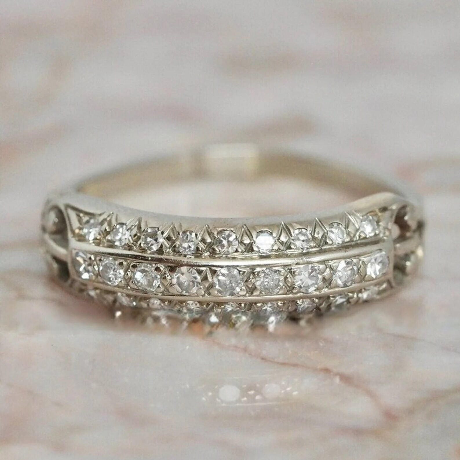 0.36Ct White Round Moissanite Wedding Anniversary Band Ring 925 Sterling Silver