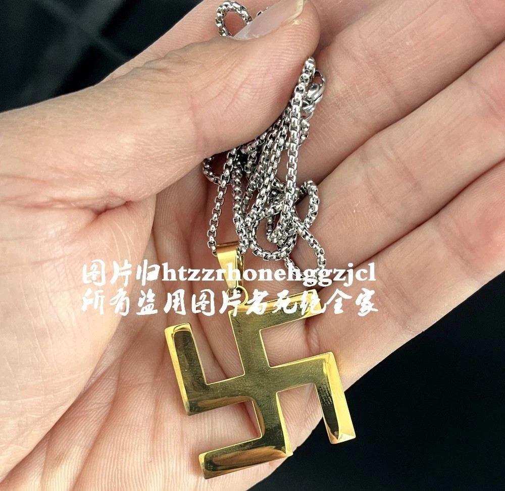 Titanium Steel Hindu Swastika Pendant Blessing Necklace Chain Amulet