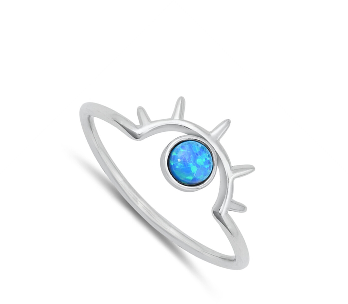 Blue Lab Opal All Seeing Eye Sun Rise Ring .925 Sterling Silver Band Sizes 4-10