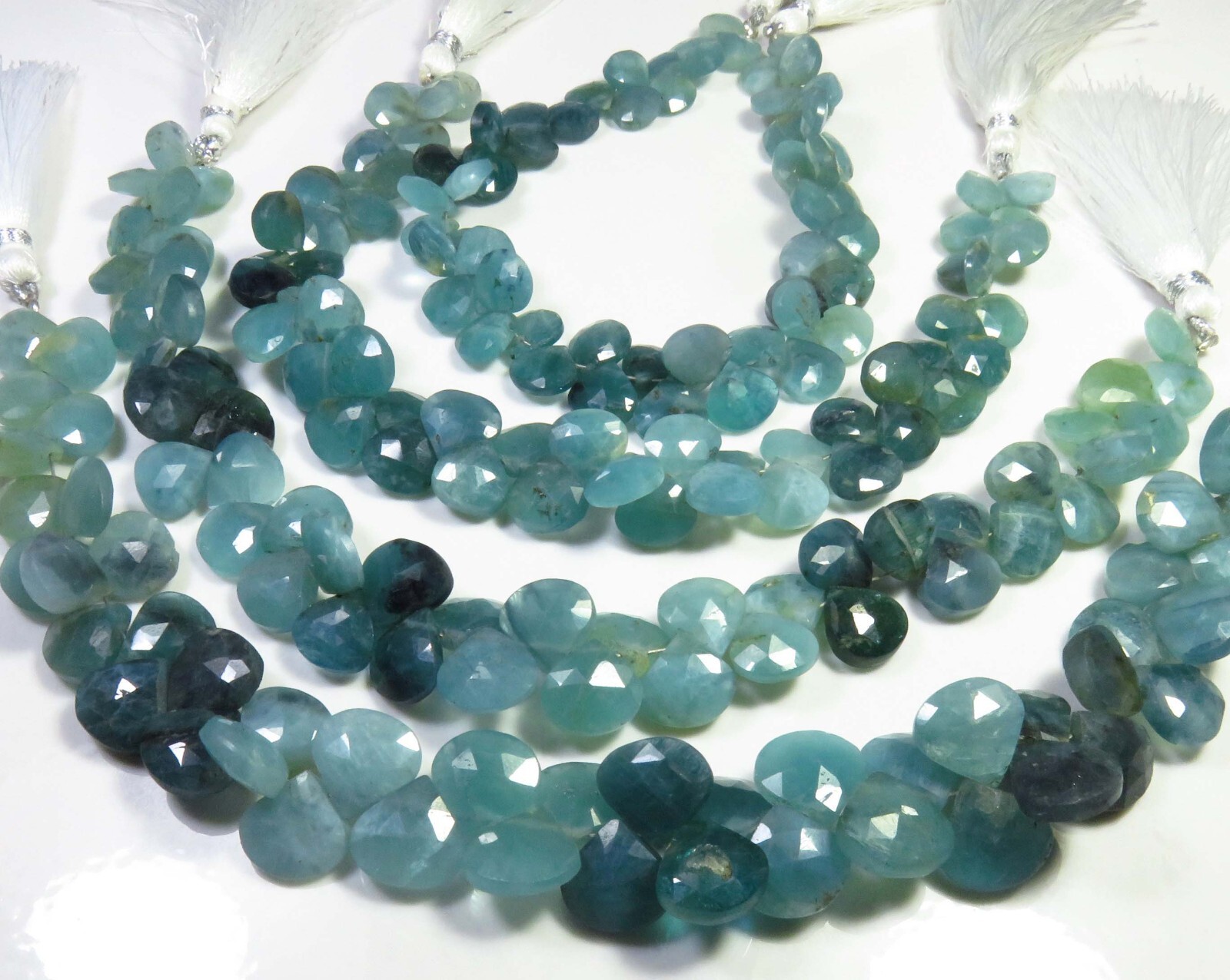 Green Grandidierite Faceted Heart Gemstone Beads 8″Strand Natural Beads LC-923