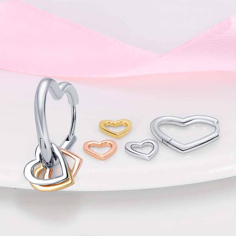 KUNSIR 925 Sterling Silver Heart Charm Drop Dangle Hoop Earrings For Women Gifts