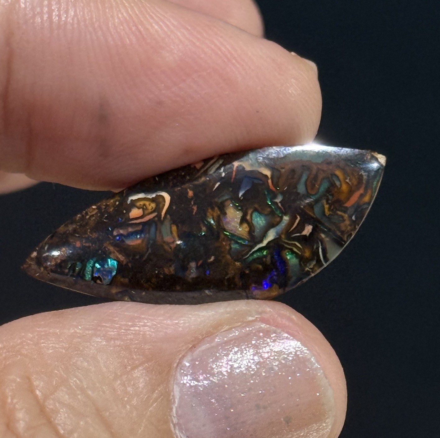 11ct 29×11.4×3.85mm Colorful Australian Koroit Boulder Opal Cabochon Gem