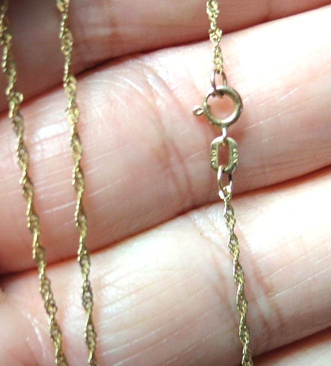 10K SOLID YELLOW GOLD “OR” NECKLACE THIN CHAIN 18″ LONG 1.0 GRAM hi
