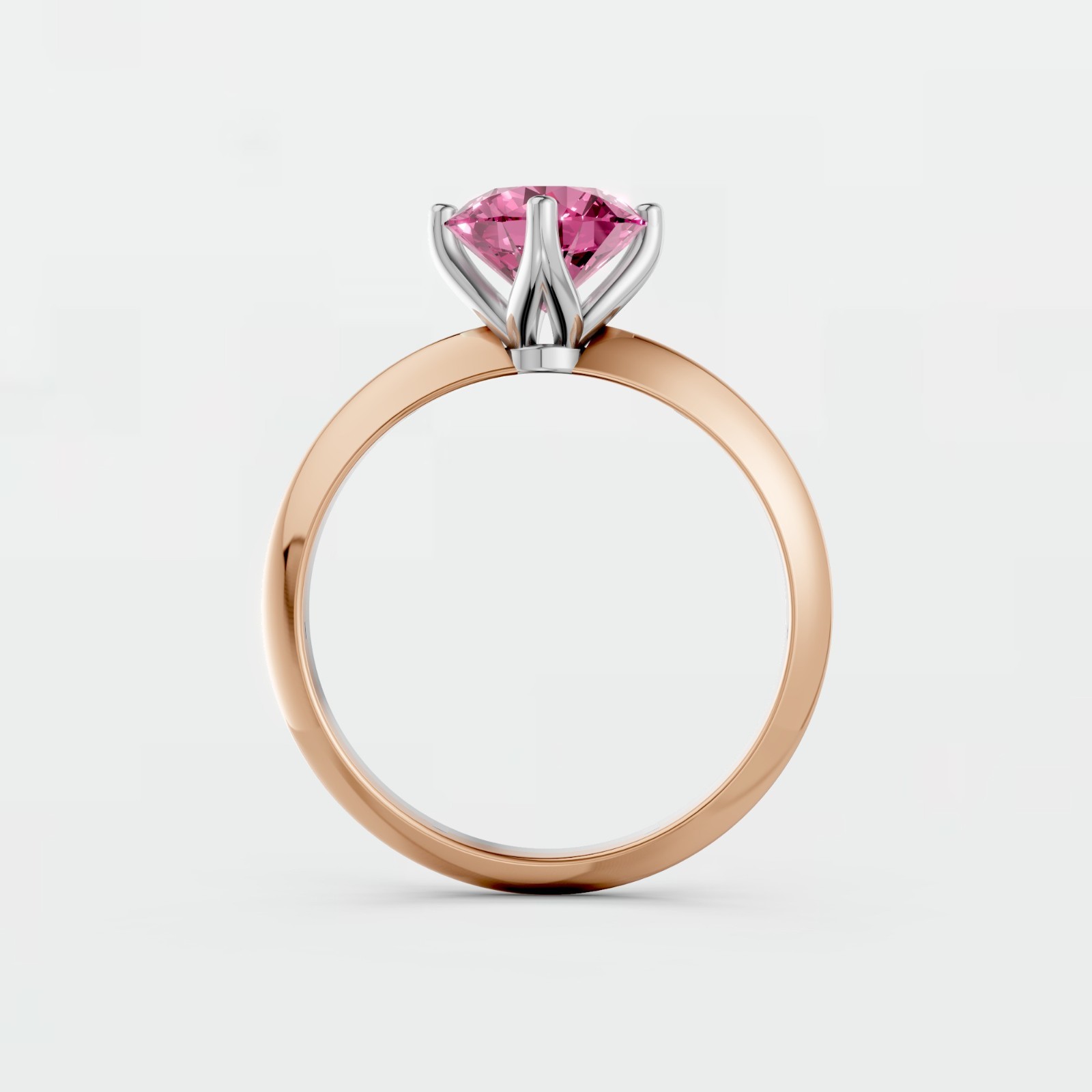 Fancy Pink Round Lab Grown Diamond Prong Basket Set Solitaire Engagement Ring