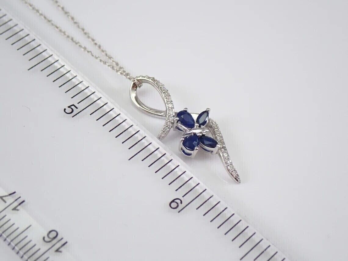 2Ct Pear Cut Simulated Sapphire Flower Shape Charm Pendant 14k White Gold Plated