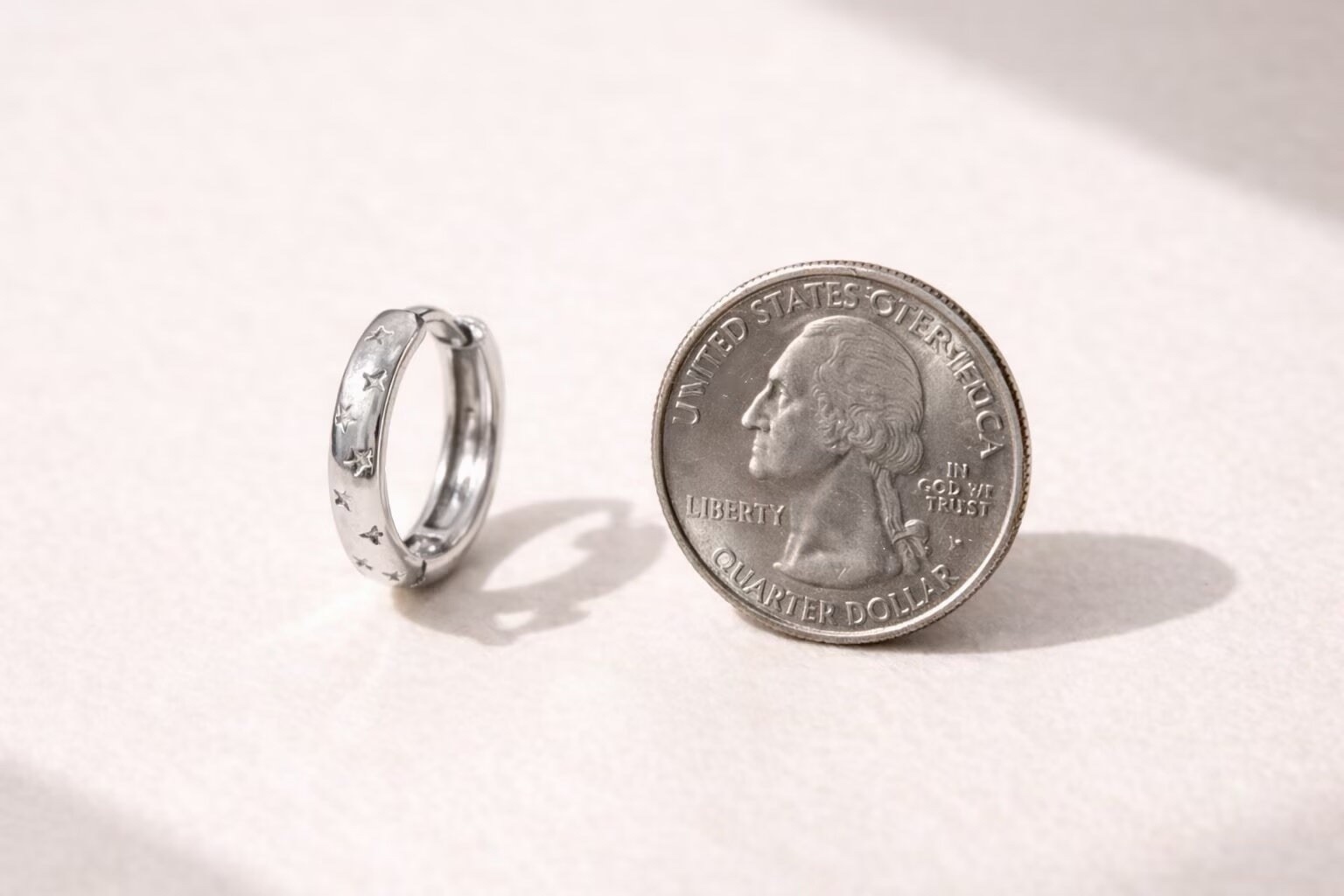 925 Silver Starburst Huggie Hoop Earrings Unisex 13mm Celestial Star Hoop 034