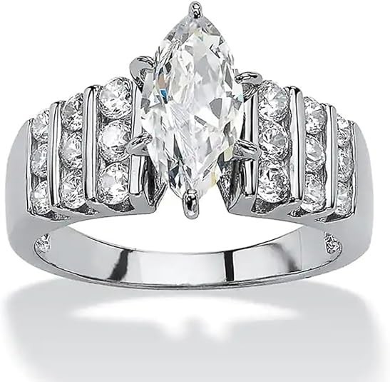 Women Luxury Cubic Zirconia Wedding Ring Size 8 Brass