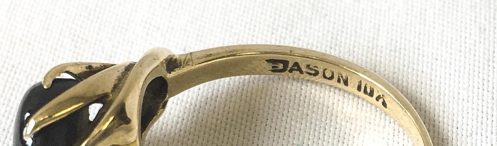 Vintage Deson 10K Yellow Gold Black/Dark Gray Cat’s Eye Ring, Sz. 5.75