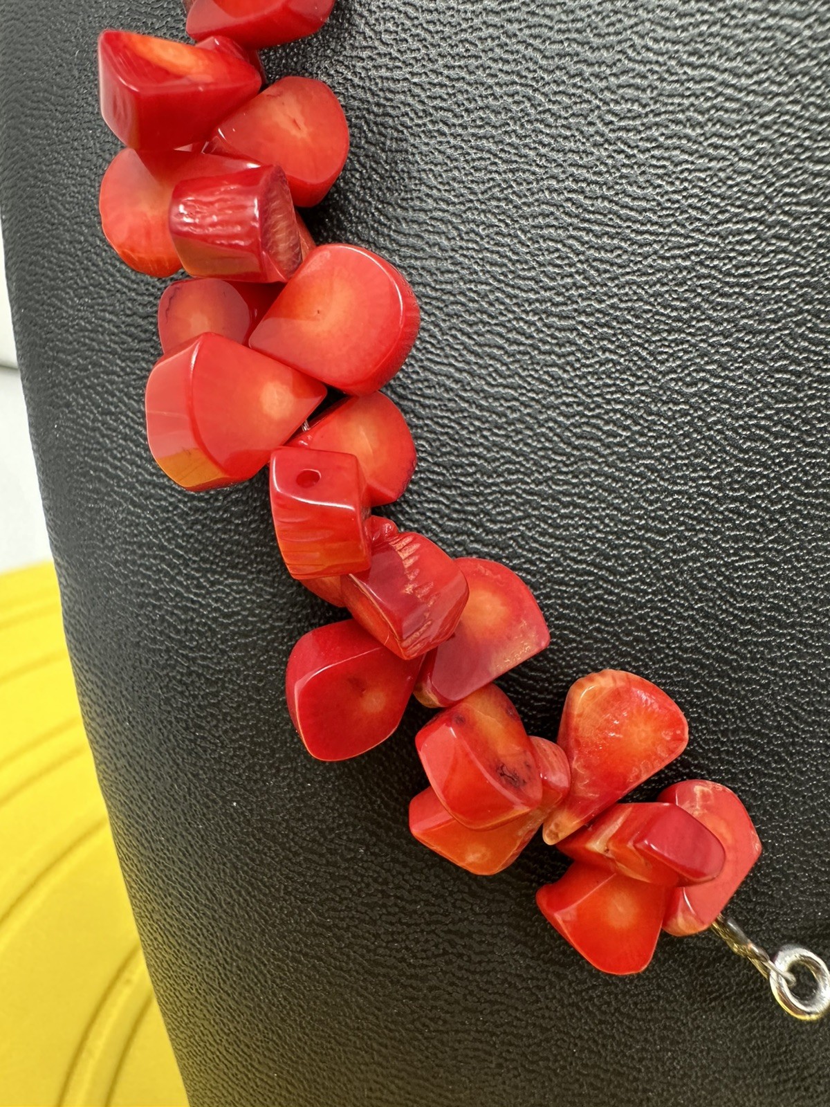 Sterling Silver Cross On A Red Coral Bead Necklace 114 Grams 17 Inch