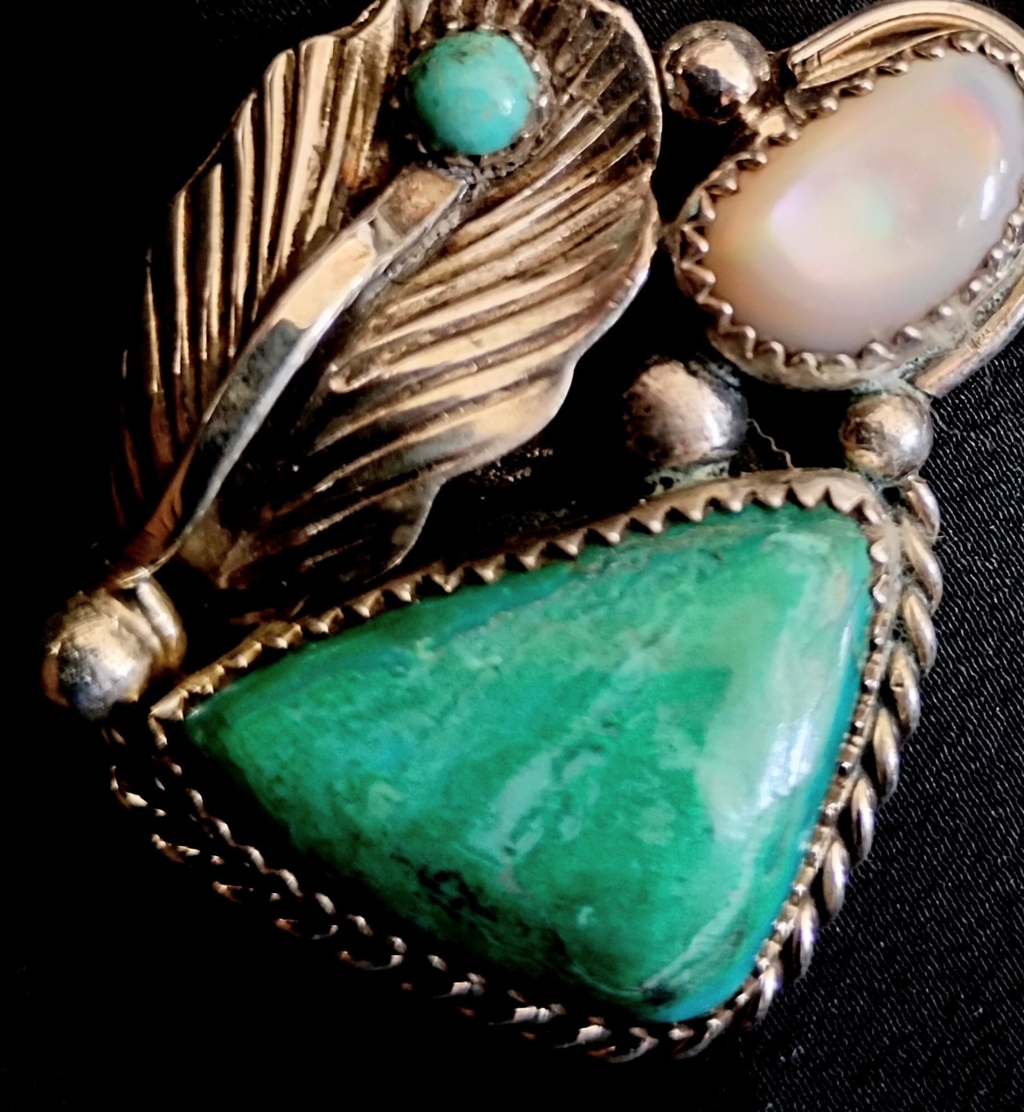 NAVAJO TURQUOISE DANGLING EARRINGS 2.5″ Long /Sumptuous Rich Unique/Touch Of MOP