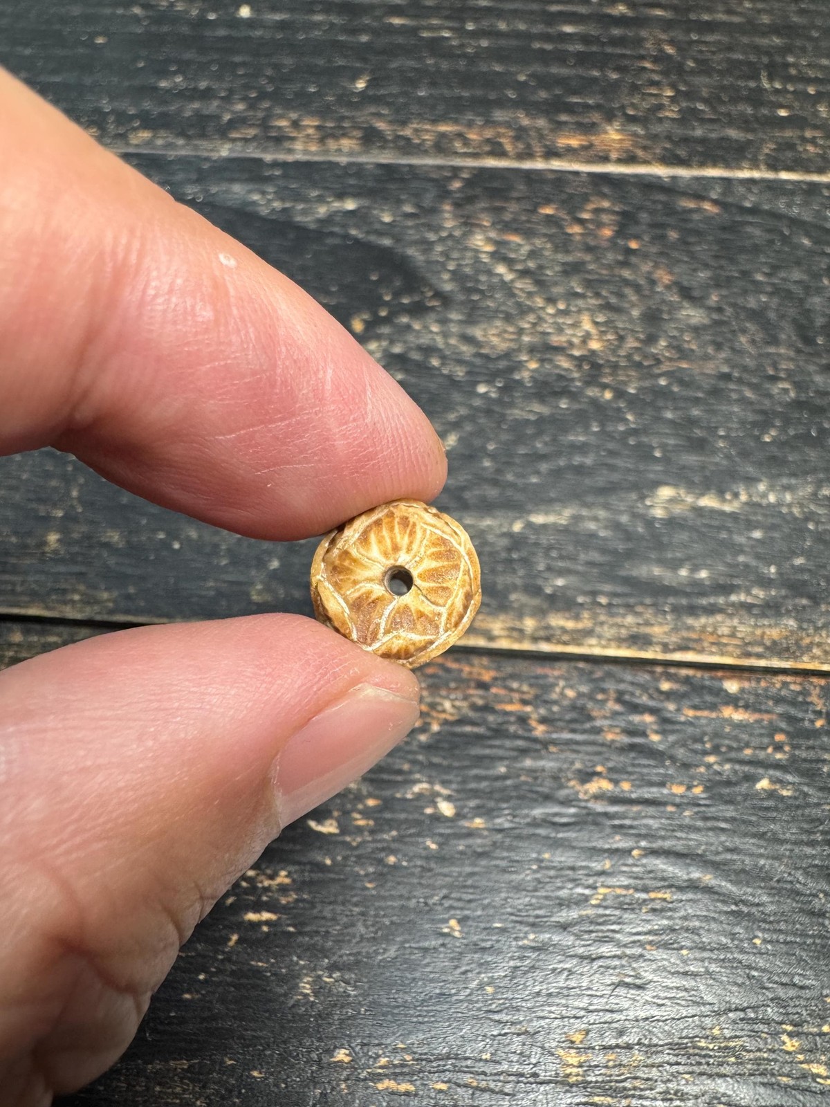 Hand-Carved Lotus Yak Bone Bead | Vintage Style Lotus Guru Bead | Himalayan Flo