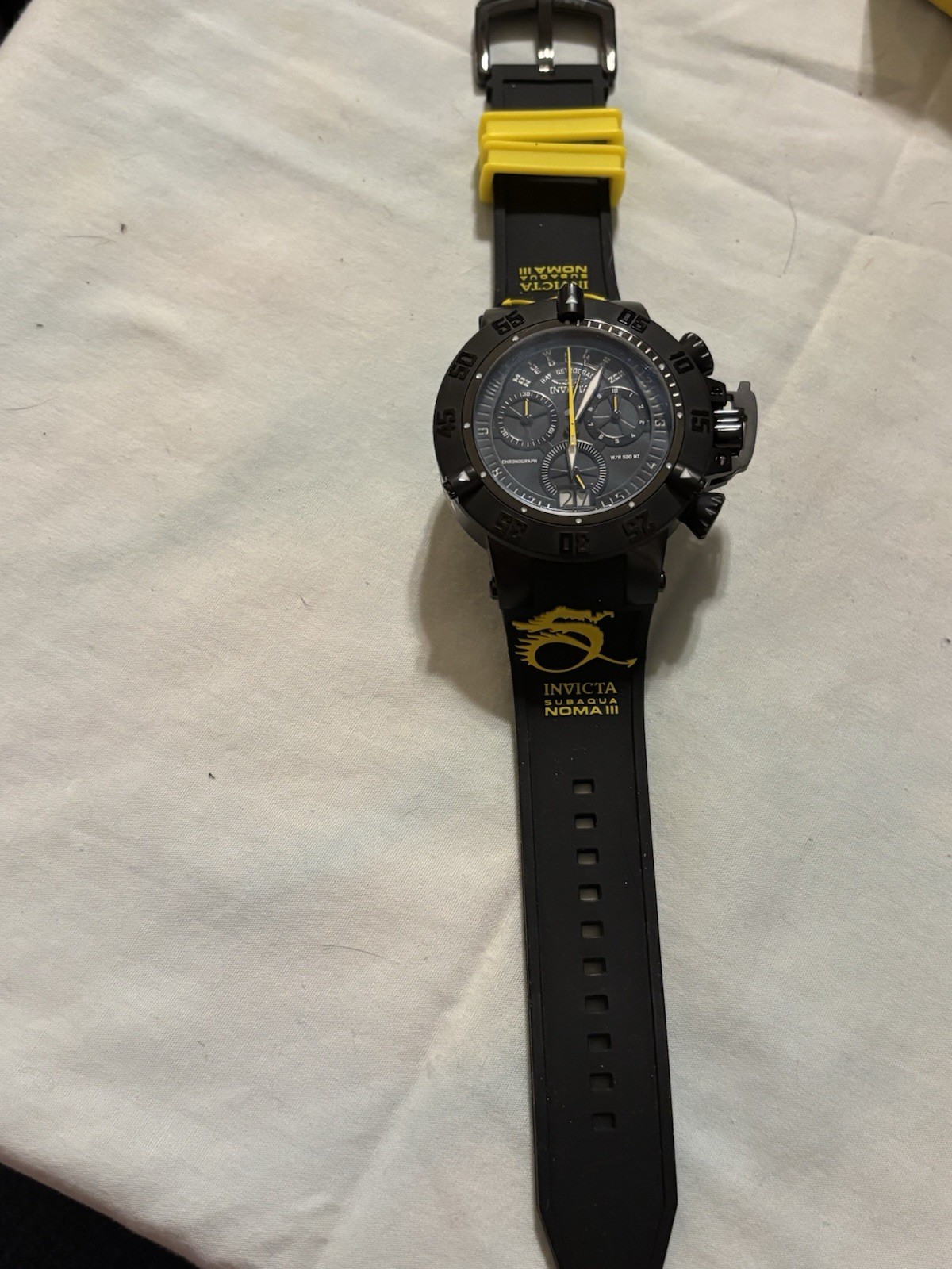Invicta Subaqua Noma III Men’s Swiss Made Quartz Watch Black/Yellow model 10185