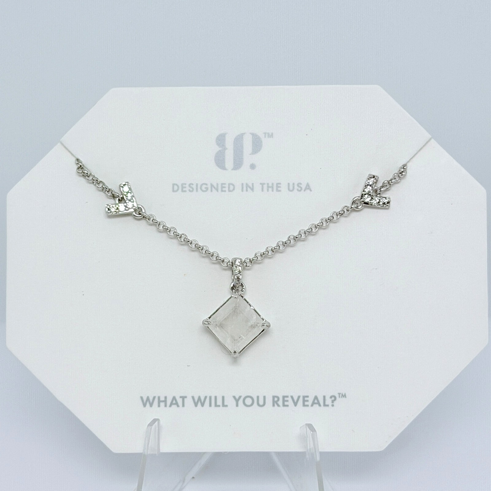 Bomb Party Necklace “A Floral Dream” Color Changing Stone on Rhodium NK40660