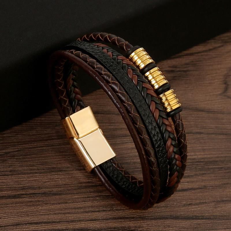 Cross Leather Bracelet – Hand-Woven Multilayer Men’s Accessories Jewelry 1pc
