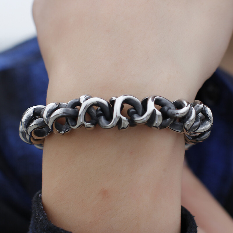 13mm 8.66” heavy 84g Pure stainless steel Vintage Cool link chain bracelet Mens