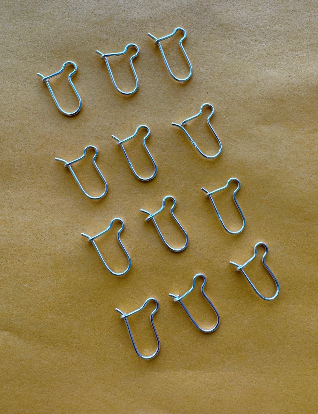 Sterling silver kidney ear wire, , 16 x 12 mm, 6 pairs