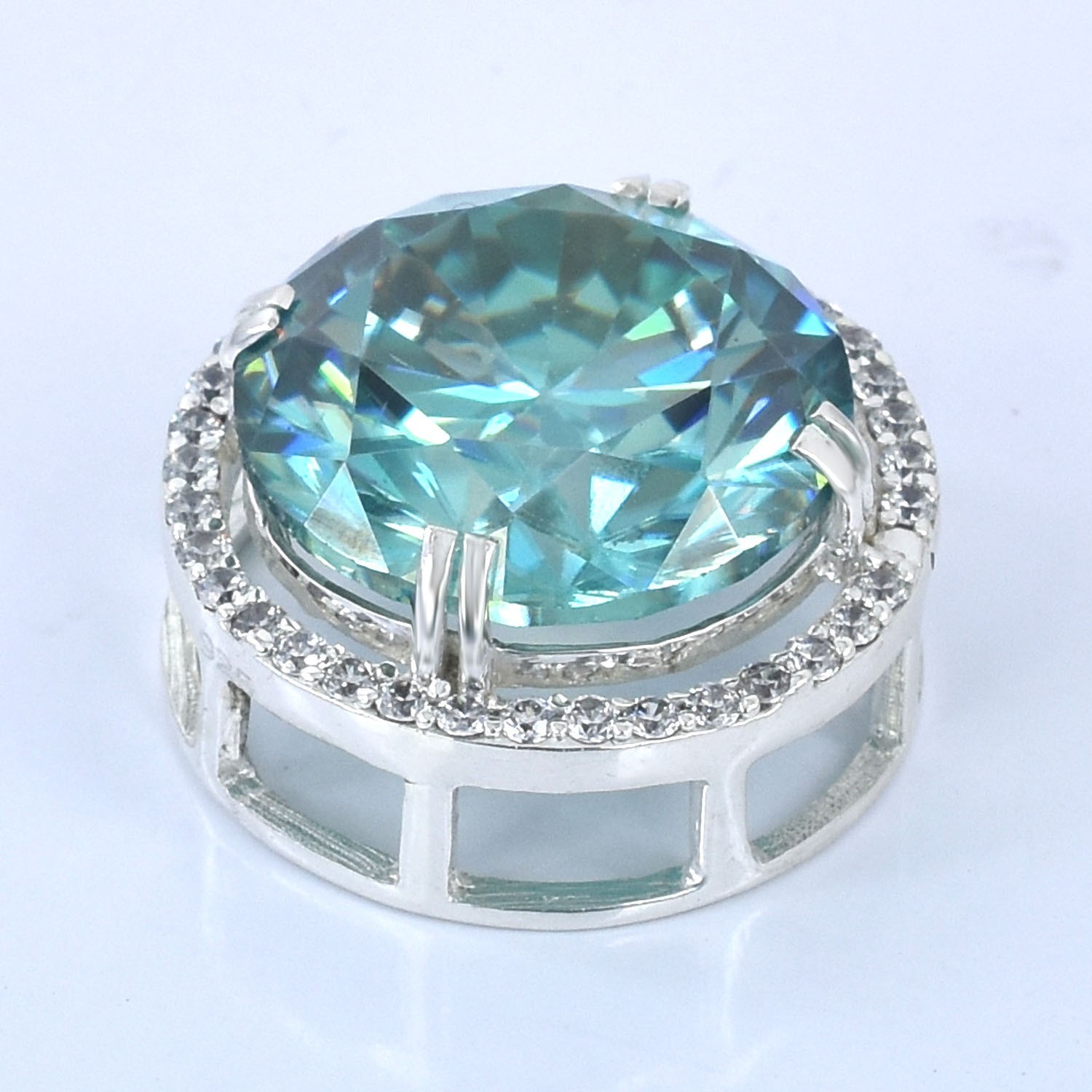 RARE 14.45 Ct Blue Diamond Solitaire Pendant, Amazing Shine, FREE Studs