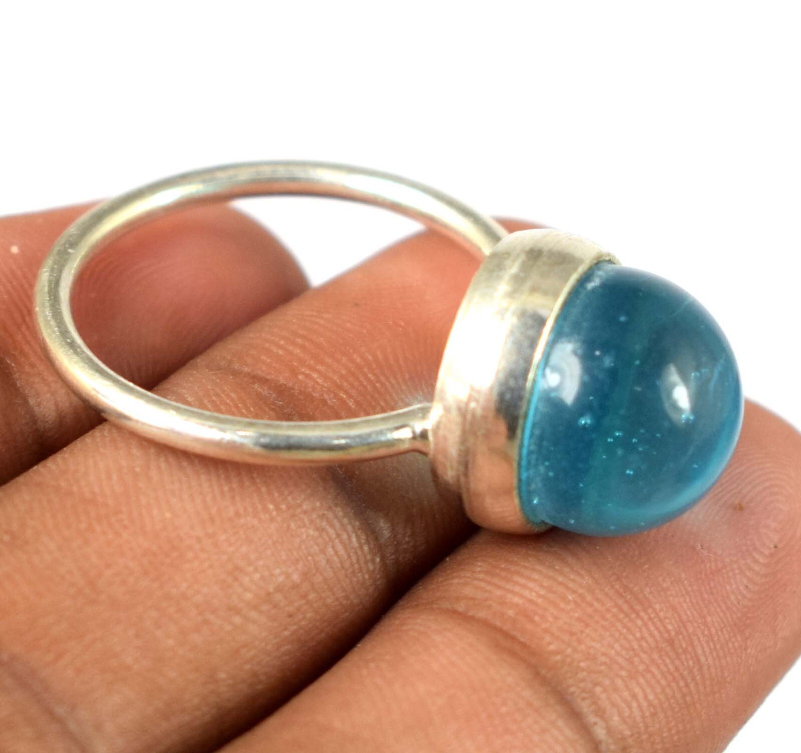 23.10 Ct/11 mm Brazilian Blue Topaz Gemstone Ball Ring Classic Collection