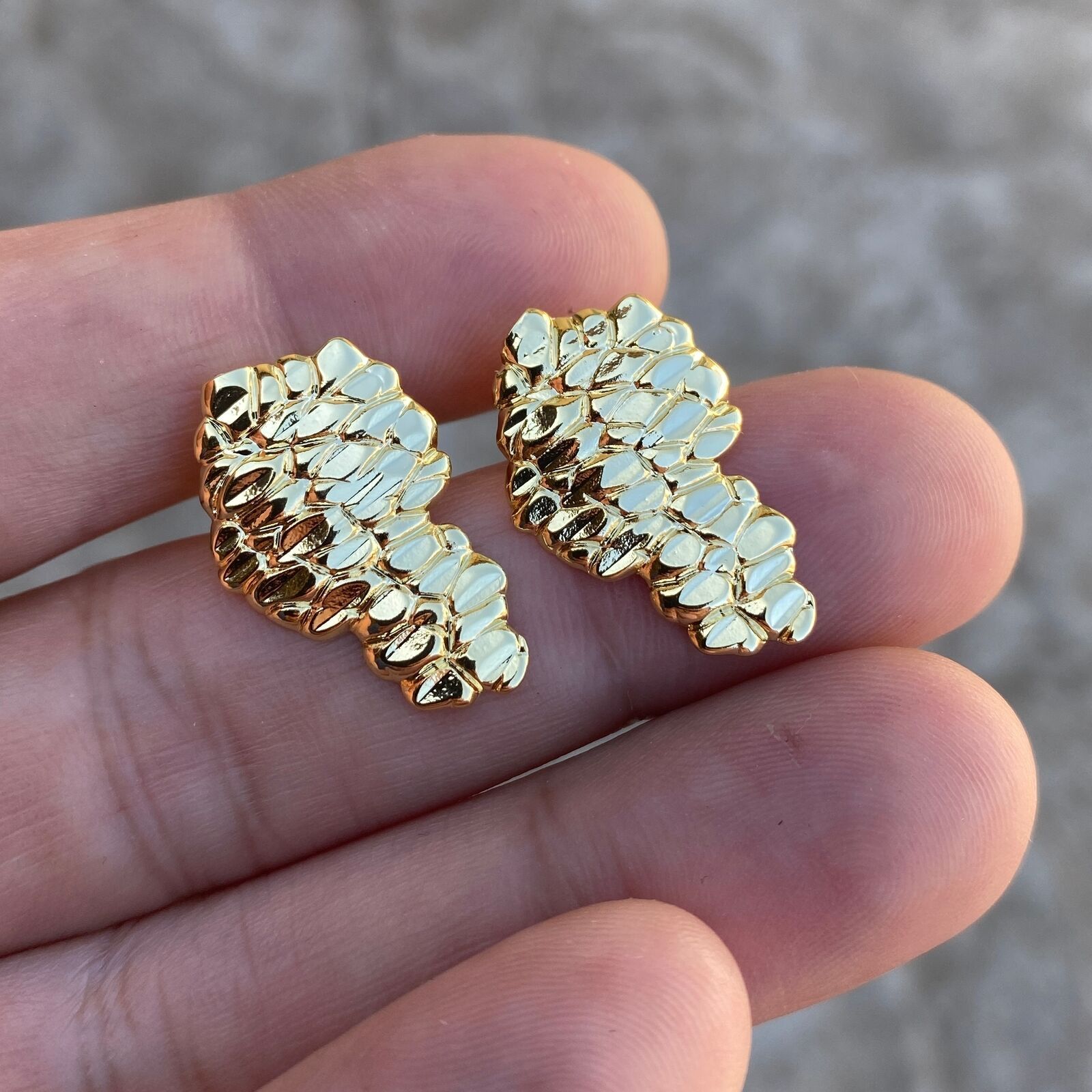 Golden Nugget Unisex Hip Hop Style Surgical Steel Post Stud Earring Earrings