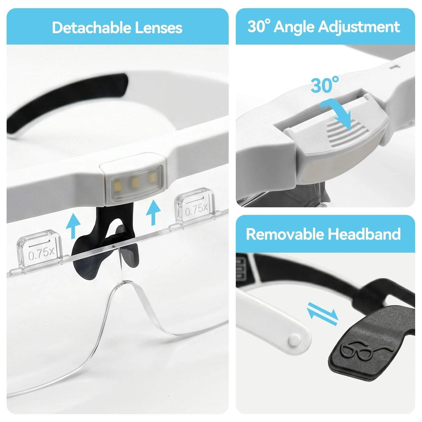 ARTDOT Magnifying Glasses 3 LED Lights for Diamond 5 Lens PMU Tattoo