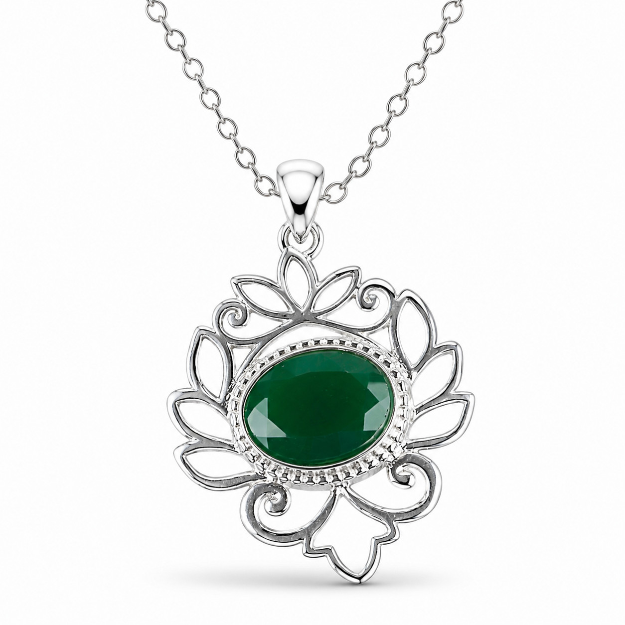 Green Onyx Gemstone 925 Sterling Silver Jewelry Handmade Pendant 1.48″ For Her