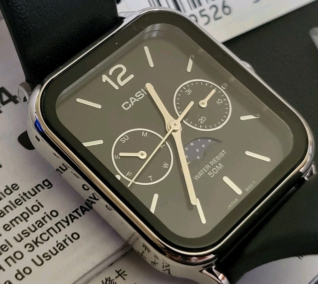Casio MTP-M305 Moonphase Black On Black Leather Custom