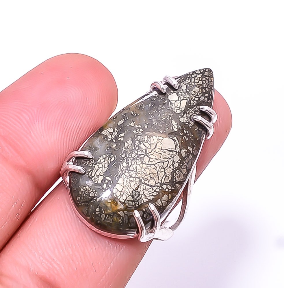Marcasite Solitaire 925 Sterling Silver Ring s.8 R22, Christmas Gift