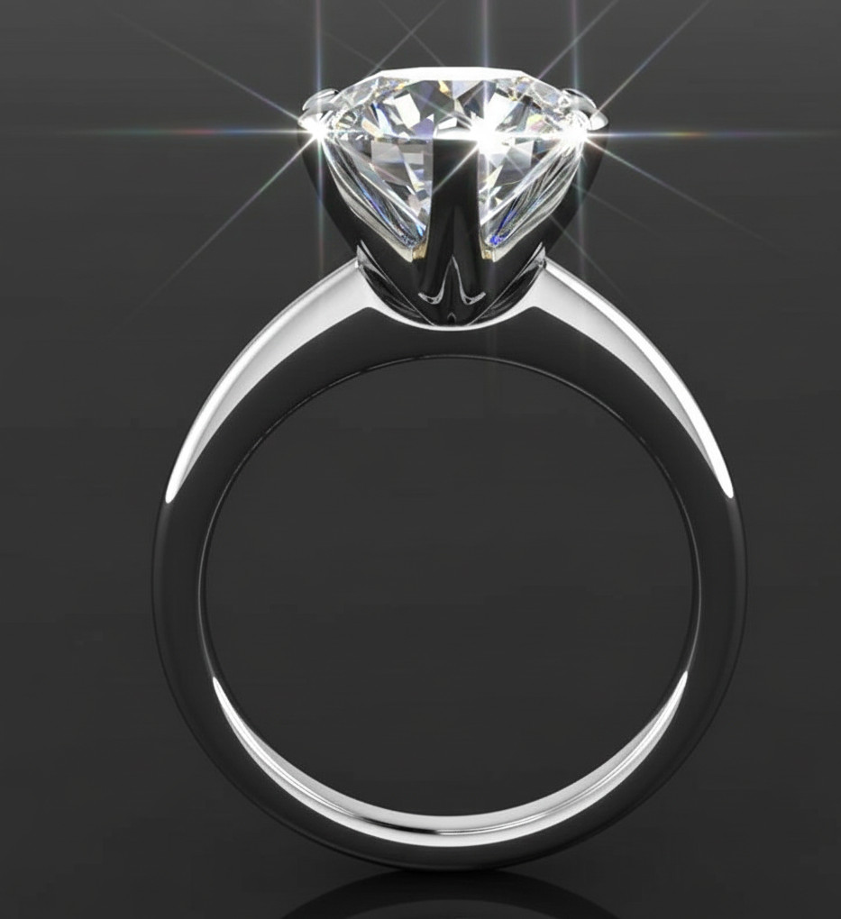 5.00 Ct Certified Round Shape Natural White Diamond Ring VVS1 White Gold Finish
